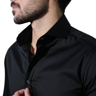پیراهن مردانه آستین بلند مشکی مدل کلاسیک