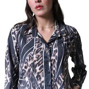 شومیز زنانه طرح‌دار ساتن