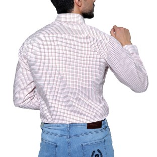 پیراهن مردانه چهارخانه سفید و قرمز