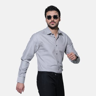 پیراهن مردانه خاکستری راه‌راه